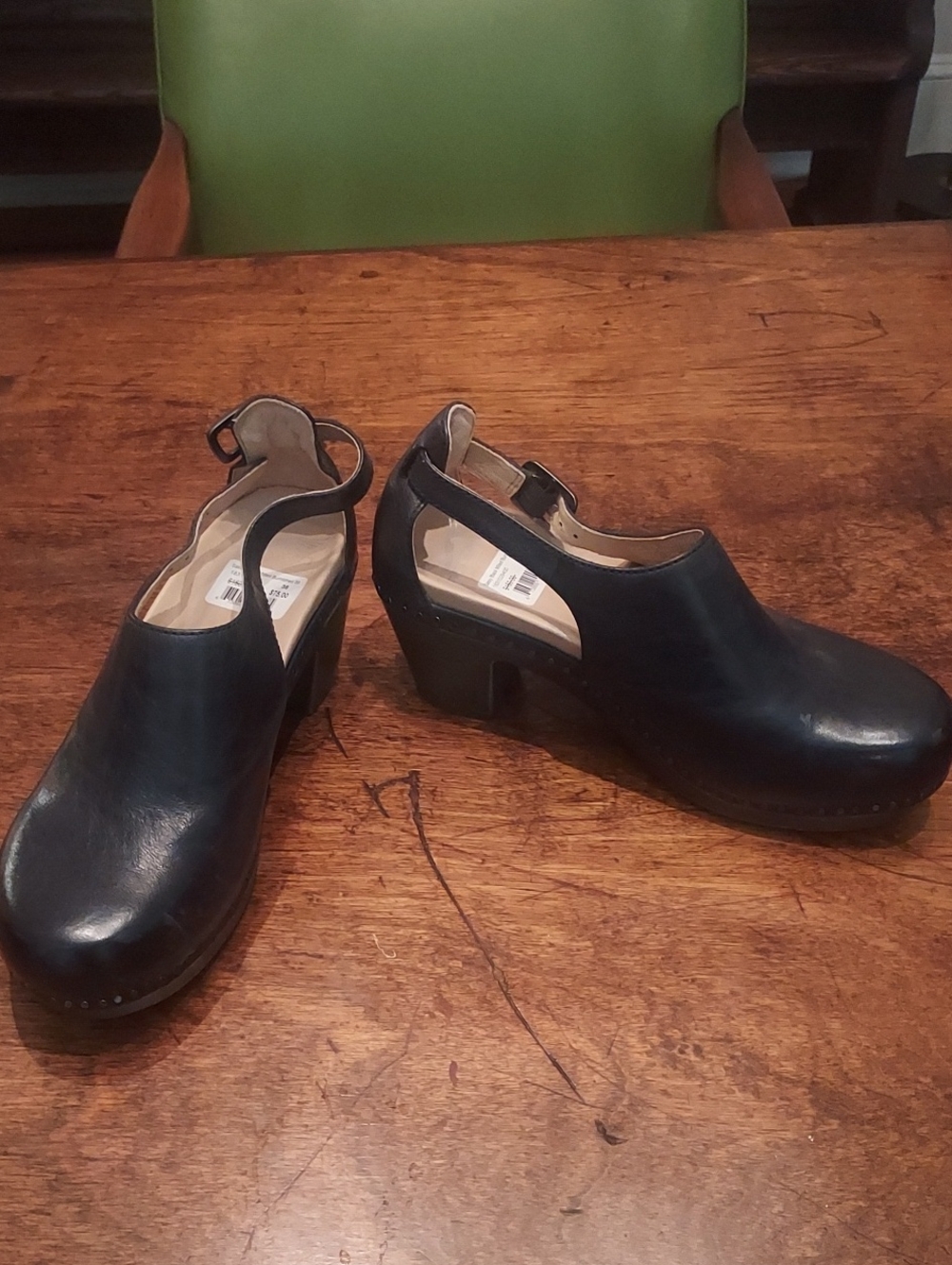 Dansko Black Leather Slingback Clogs